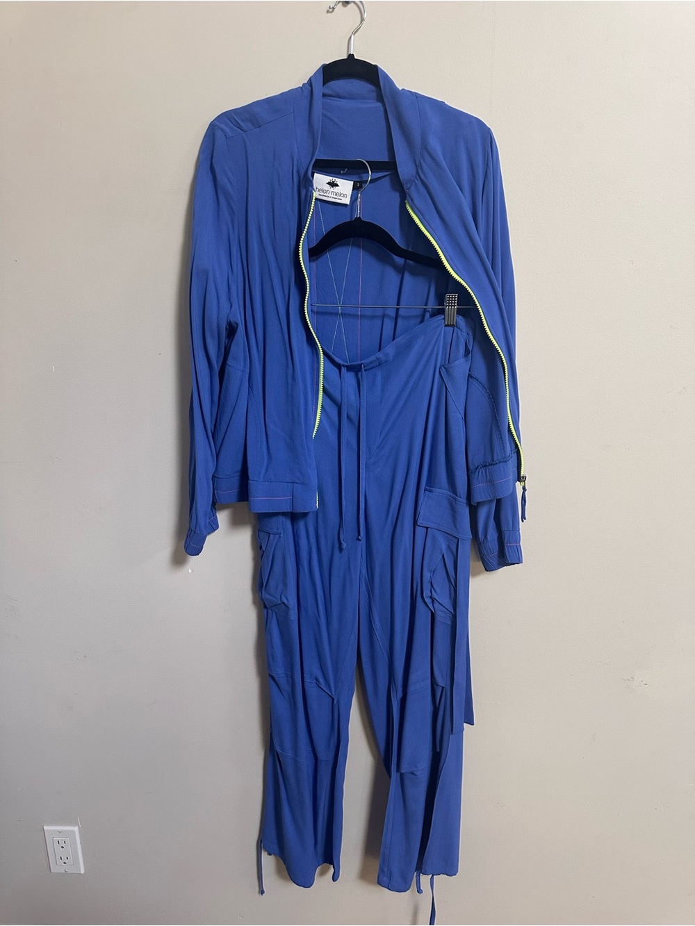 Helon Melon Cobalt Blue Utility Jumpsuit with Zip Jacket